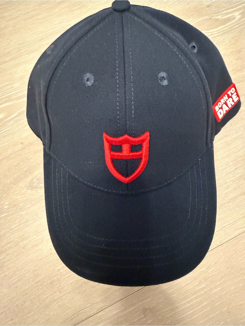 Navy blue embroidered Tudor hat